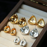 Geometric Cubic Zirconia Polished Metallic Stud Earrings - floysun