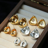 Geometric Cubic Zirconia Polished Metallic Stud Earrings - floysun