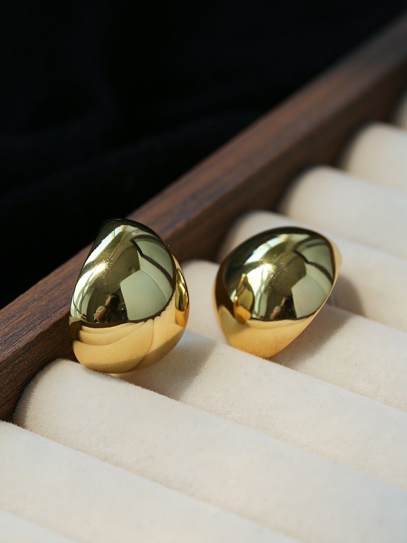 Geometric Cubic Zirconia Polished Metallic Stud Earrings - floysun