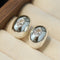 Geometric Cubic Zirconia Polished Metallic Stud Earrings - floysun