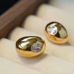 Geometric Cubic Zirconia Polished Metallic Stud Earrings - floysun