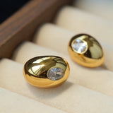 Geometric Cubic Zirconia Polished Metallic Stud Earrings - floysun
