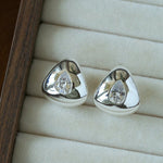 Geometric Cubic Zirconia Polished Metallic Stud Earrings - floysun
