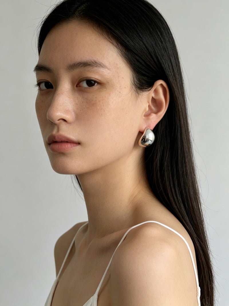Geometric Cubic Zirconia Polished Metallic Stud Earrings - floysun