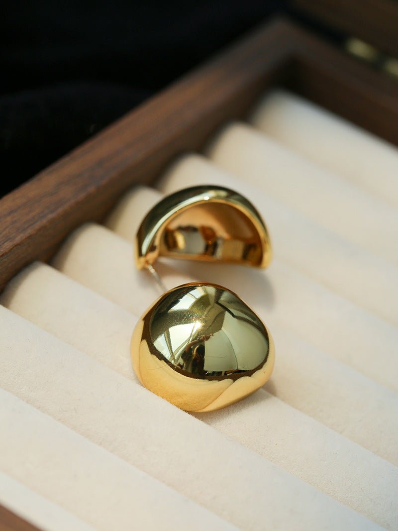 Geometric Cubic Zirconia Polished Metallic Stud Earrings - floysun
