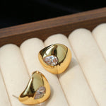 Geometric Cubic Zirconia Polished Metallic Stud Earrings - floysun