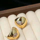 Geometric Cubic Zirconia Polished Metallic Stud Earrings - floysun