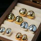 Geometric Cubic Zirconia Polished Metallic Stud Earrings - floysun