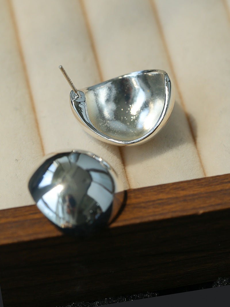 Geometric Cubic Zirconia Polished Metallic Stud Earrings - floysun