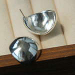 Geometric Cubic Zirconia Polished Metallic Stud Earrings - floysun