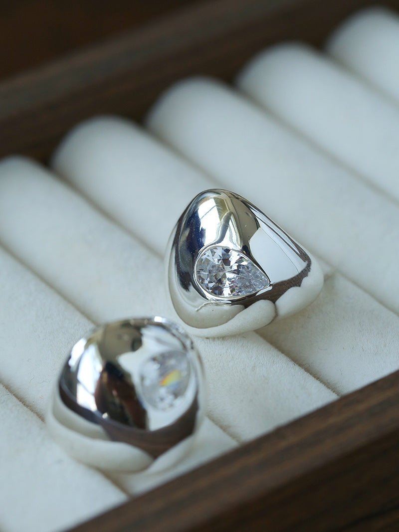 Geometric Cubic Zirconia Polished Metallic Stud Earrings - floysun