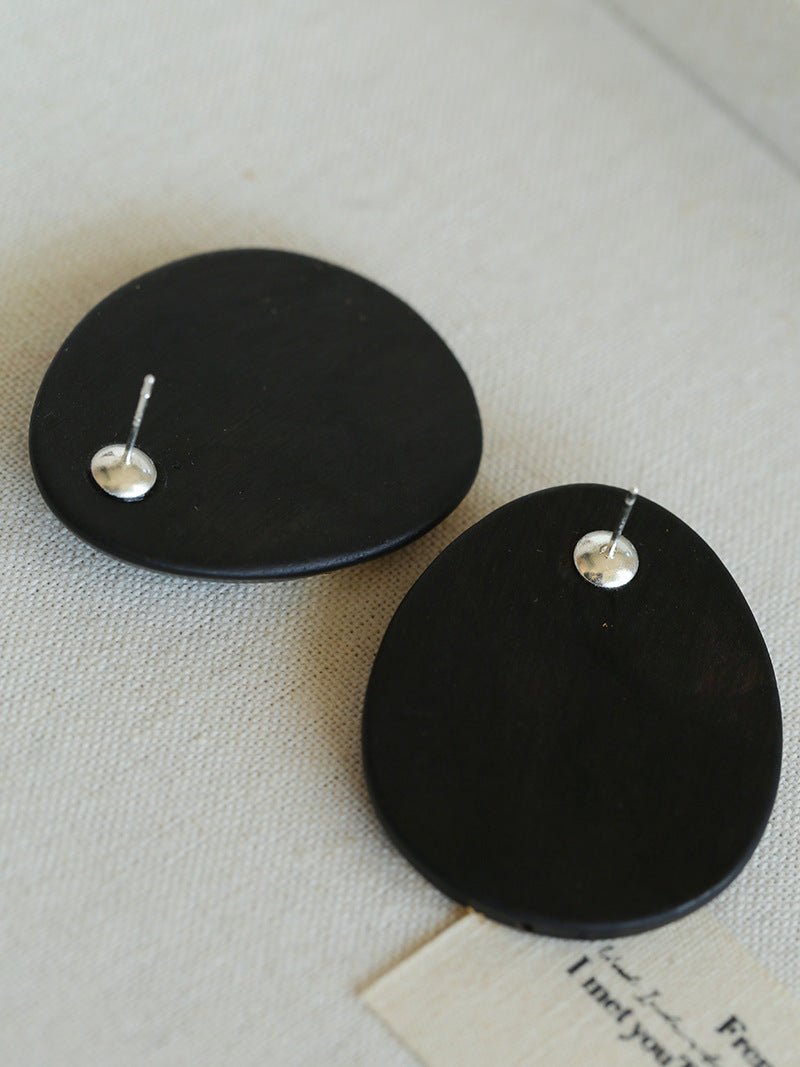 Geometric Ebony Wood & Gold Leaf Earrings - floysun