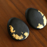 Geometric Ebony Wood & Gold Leaf Earrings - floysun