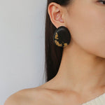 Geometric Ebony Wood & Gold Leaf Earrings - floysun