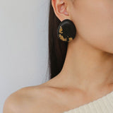 Geometric Ebony Wood & Gold Leaf Earrings - floysun