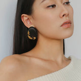 Geometric Ebony Wood & Gold Leaf Earrings - floysun