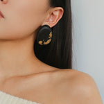 Geometric Ebony Wood & Gold Leaf Earrings - floysun