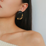 Geometric Ebony Wood & Gold Leaf Earrings - floysun