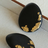 Geometric Ebony Wood & Gold Leaf Earrings - floysun