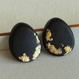 Geometric Ebony Wood & Gold Leaf Earrings - floysun