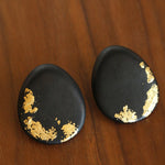 Geometric Ebony Wood & Gold Leaf Earrings - floysun