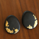 Geometric Ebony Wood & Gold Leaf Earrings - floysun