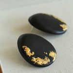 Geometric Ebony Wood & Gold Leaf Earrings - floysun