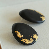 Geometric Ebony Wood & Gold Leaf Earrings - floysun