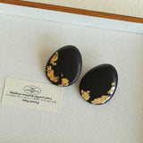 Geometric Ebony Wood & Gold Leaf Earrings - floysun