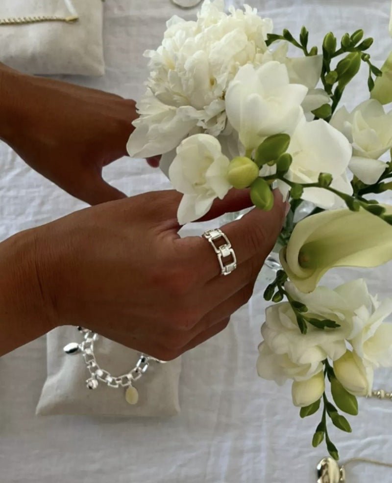 Geometric Link Openwork Band Ring - floysun