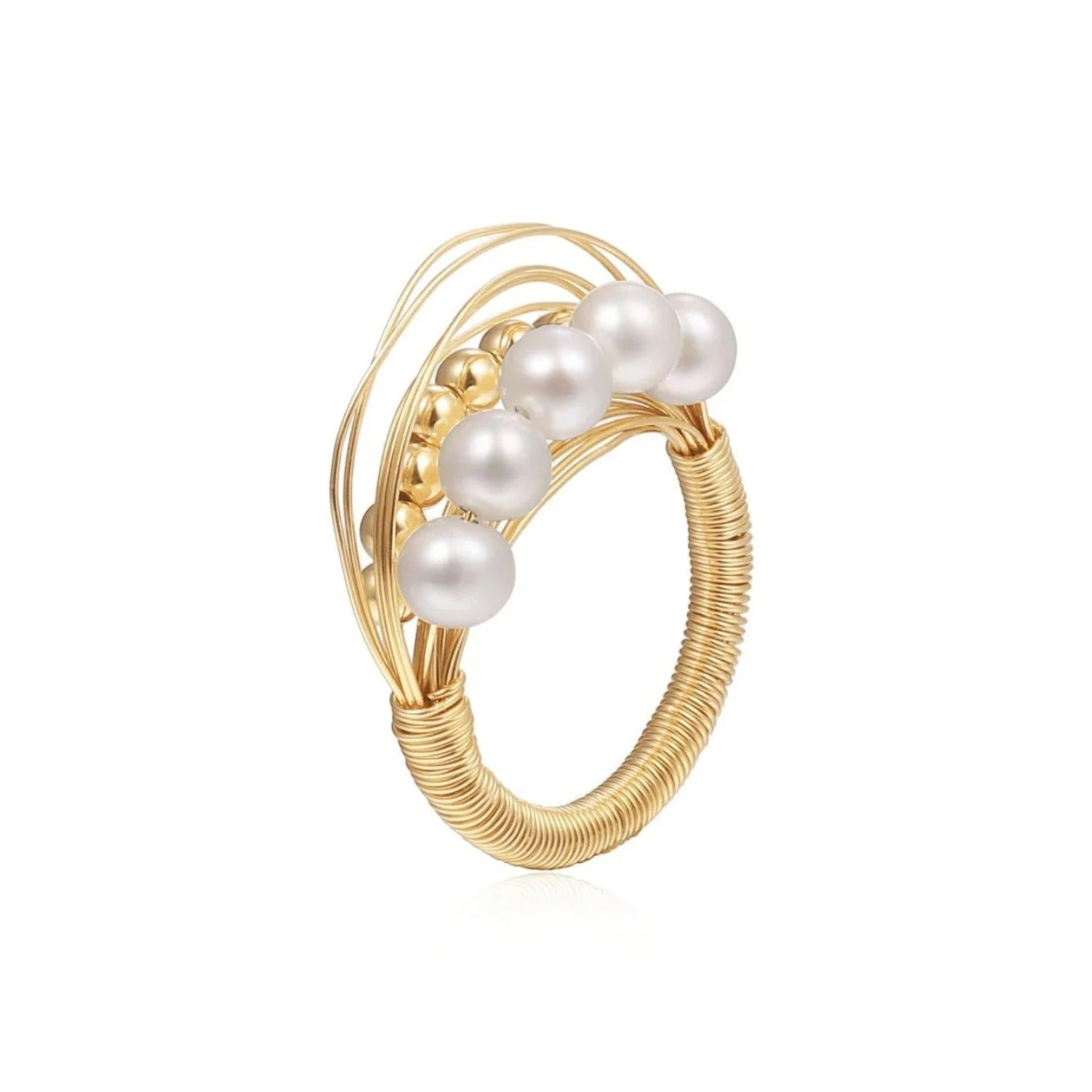 Geometric Series Three - dimensional Multi - layer Pearl Ring - floysun