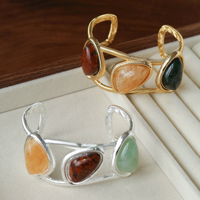 Geometric Stone Cuff Bracelet - floysun