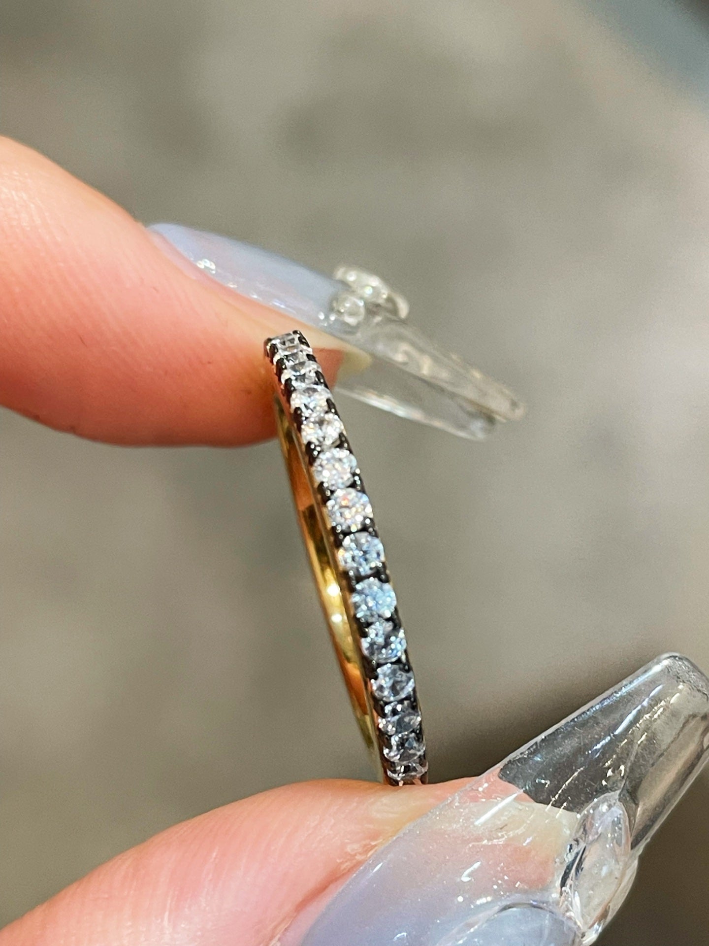 Georgian-Style Black & Gold Moissanite Eternity Band Ring - floysun