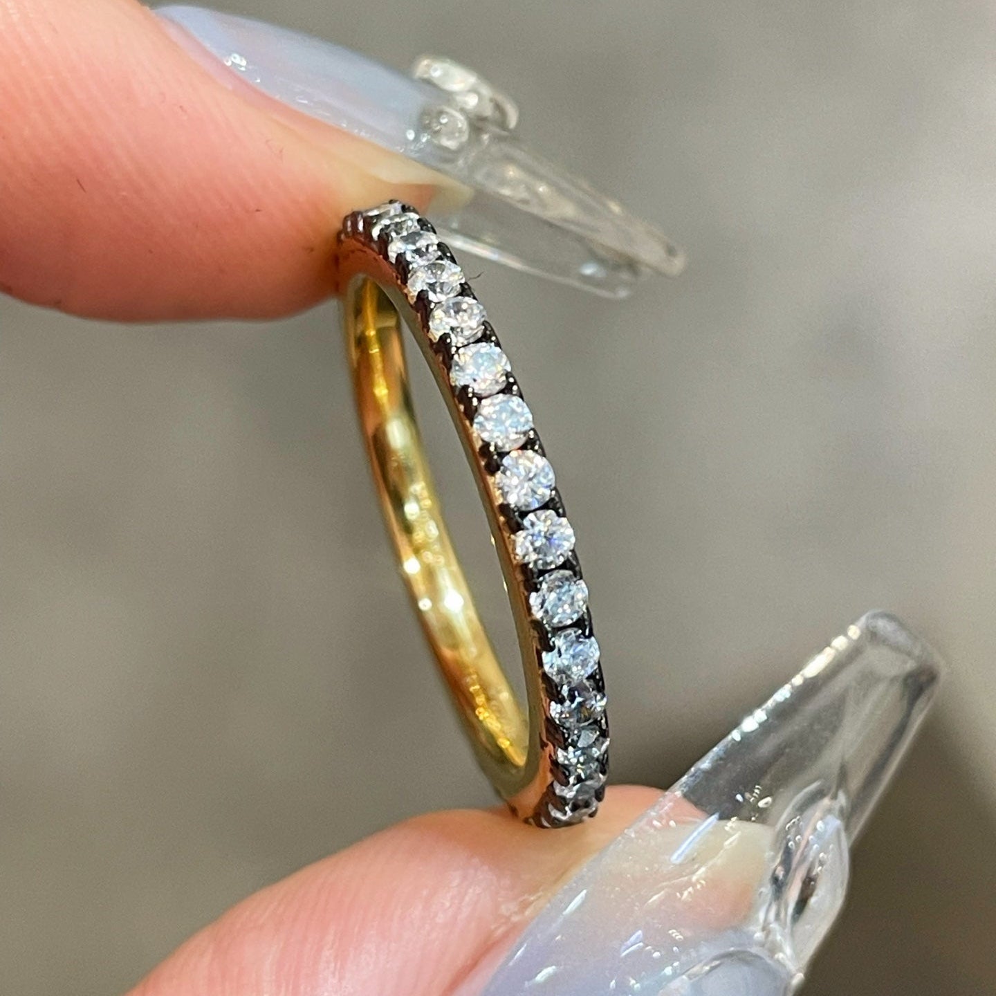 Georgian-Style Black & Gold Moissanite Eternity Band Ring - floysun