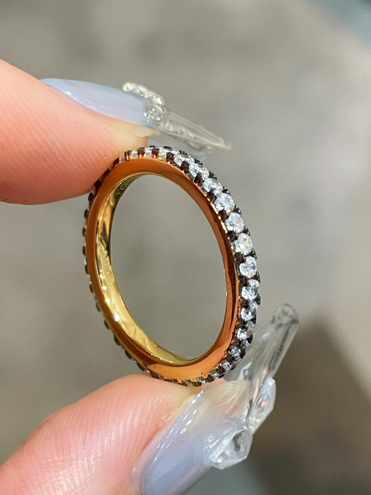 Georgian-Style Black & Gold Moissanite Eternity Band Ring - floysun