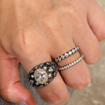 Georgian-Style Black & Gold Moissanite Eternity Band Ring - floysun