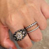 Georgian-Style Black & Gold Moissanite Eternity Band Ring - floysun