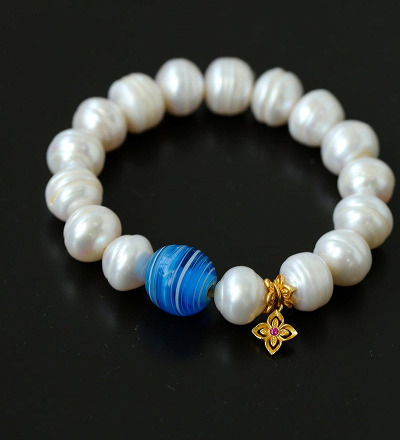 Glass and Baroque Pearl Beaded Bracelet - floysun