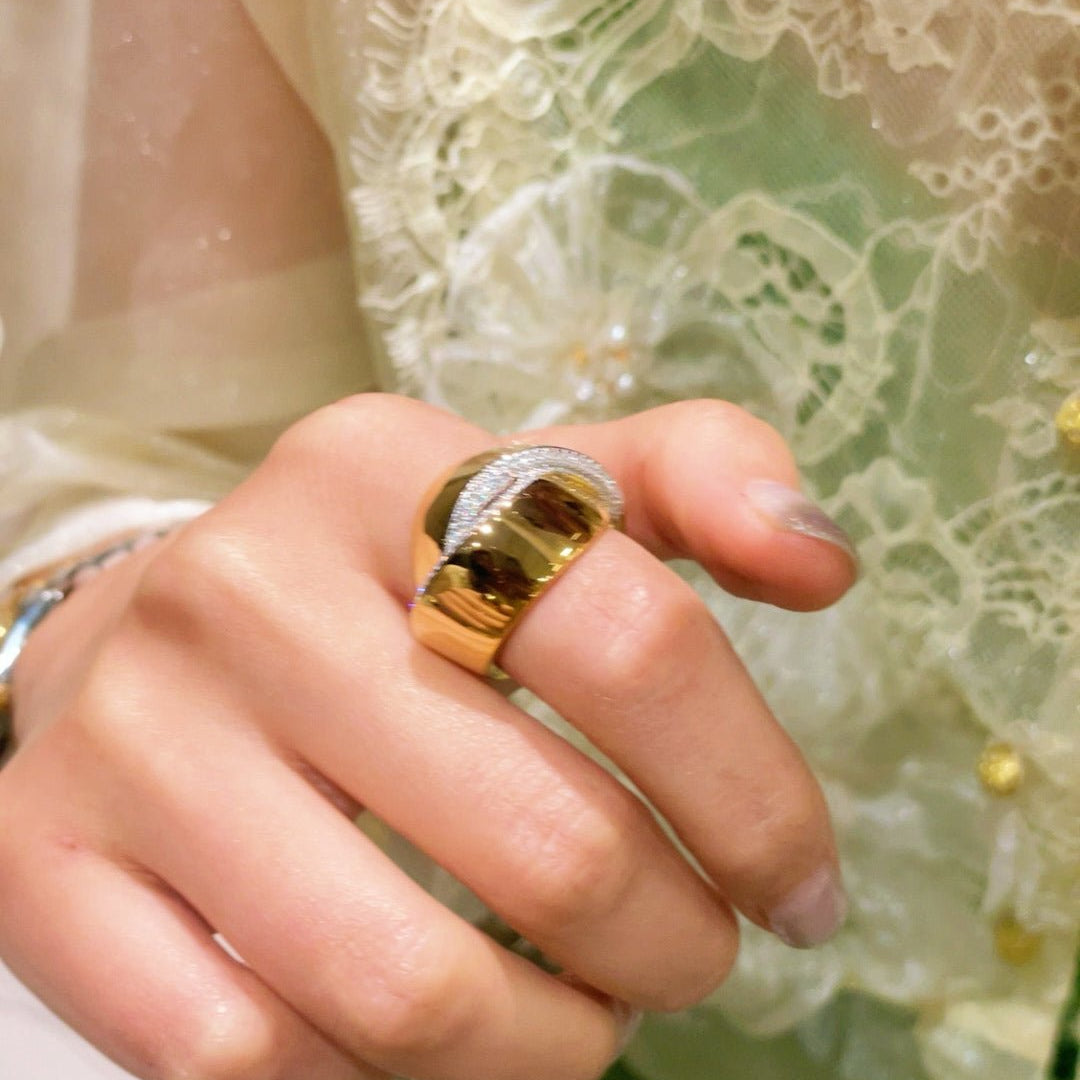 Glossy Cross Dome Ring - floysun
