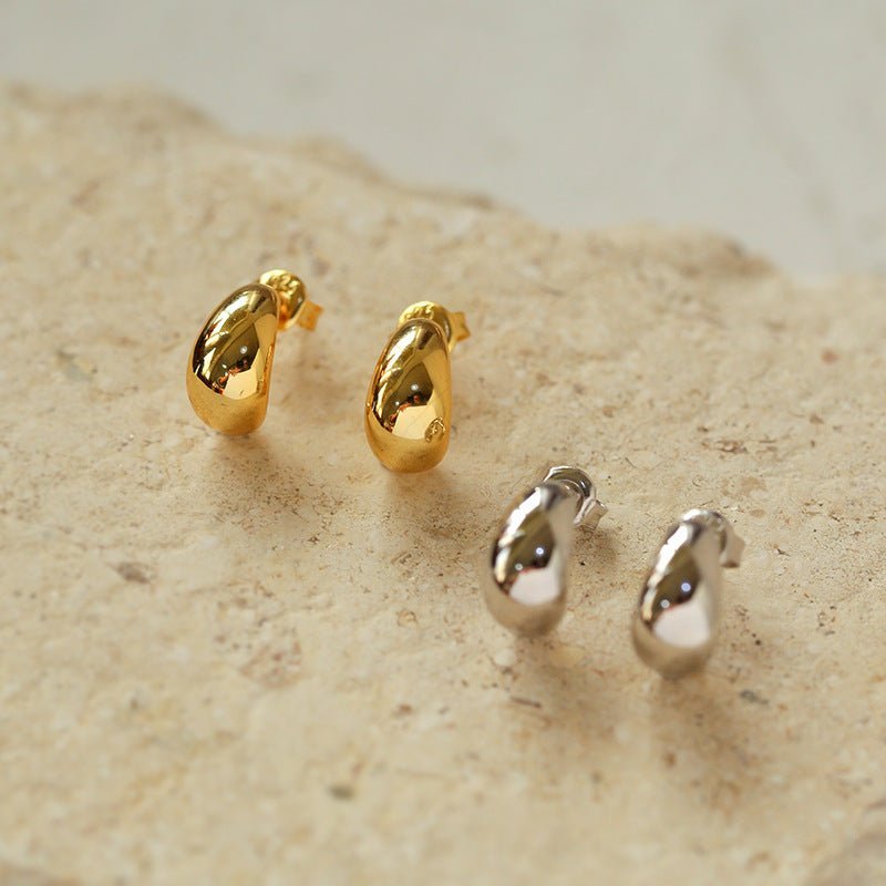 Glossy Water Drop Huggie Earrings - floysun