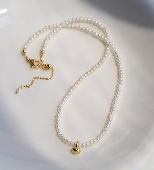Gold Beans Pearl Collar Necklace - floysun