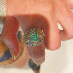 Gold Brushed Leaf Palace - Inspired Green Tourmaline Ring - floysun