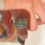 Gold Brushed Leaf Palace - Inspired Green Tourmaline Ring - floysun