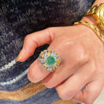 Gold Brushed Leaf Palace - Inspired Green Tourmaline Ring - floysun