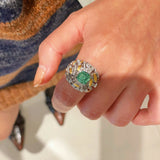 Gold Brushed Leaf Palace - Inspired Green Tourmaline Ring - floysun