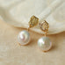 Gold Lava Coin Baroque Pearls Short Drop Earrings - floysun
