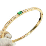 Gold Plated Lab - Grown Emerald & Diamond Bangle - floysun
