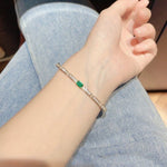 Gold Plated Lab - Grown Emerald & Diamond Bangle - floysun
