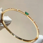 Gold Plated Lab - Grown Emerald & Diamond Bangle - floysun