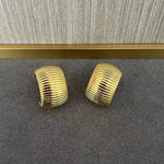 Gold - Plated Textured Statement Earrings - floysun